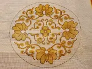Vintage P386-1 Brunswick Needlepoint Screen Stamped Canvas Flower Circle Unused
