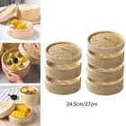Bamboo Steamer with Lids Round Vegetable Steamer for Dimsum Veggies Desserts