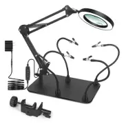 Magnifying Glass with Light and Stand, Flexible Magnetic Helping Hand, 5X&10X...