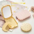 Square Makeup Mirror with Comb Mini Folding Compact Pocket Mirror Outdoor