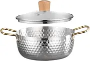 Gatuida Korean Ramen Cooking Pot Stainless Steel Soup Pot for Household Use Induction Compatible Easy to Clean High Temperature Resistant for Instant Noodles and Soup
