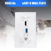 3 Port USB 3.0 Cat6 Ethernet Wall Plate No Solder for Device Connective