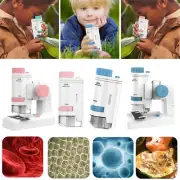 Kids Mini Pocket Microscope 80-200x Handheld Magnification Lens with LED LightFV