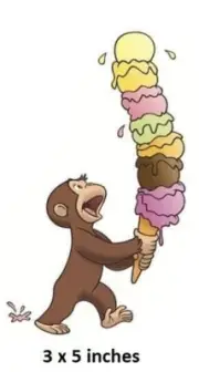 Curious George Wall Decal Big Ice Cream Cone Monkey Vinyl Sticker Peel Stick Art
