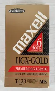 Maxell HGX-GOLD Premium High Grade T-120 6 hour Blank VHS VCR NEW SEALED (1)