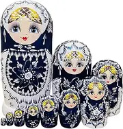 Russian Nesting Dolls for Kids, Wooden Matryoshka Dolls 10 Piece Set, Cute Handmade Stacking Toys and Nesting Dolls for Toddlers, Russian Christmas Decorations