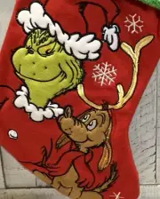 The Grinch Max Dog Hanging Christmas Stocking Embroidered MERRY GRINCHMAS 20”