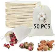 Spice Bags for Cooking Muslin 3X4 Small Cloth with Drawstrings Small Reusable Mu