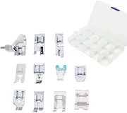 JZK 11 Pieces Sewing Machine Domestic Accessories Set with Storage Box, Presser Foot Replacement Part kit for Sewing Machine Singer Brother Janome Toyota Elna AEG