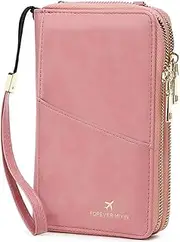 [NQQNQQ] US-B Passport Wallet, RFID Blocking Passport Holder Large Capacity, Lightweight PU Document Organizer for Women (Pink)