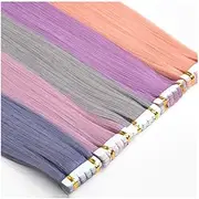 10pcs/pack Tape In Hair Extensions Invisible Adhesive Synthetic Colored Tape In Hair Extension Pink Purple Blue Colorful Hair(Pu-hazeblue)