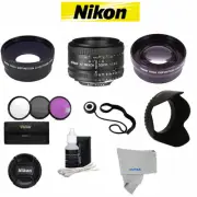 Nikon Nikkor 50mm F/1.8 AF Lens +ACCESSORY KIT FOR NIKON D3000 D3100 D3200 D90
