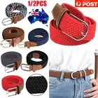 Women's Elastic Waistband Stretch Waist Straps Braided Woven Canvas Buckle Belt