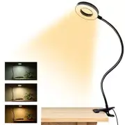 Dpower Clip on Light Reading Lights, 48 LED USB Desk Lamp with 3 Color Black