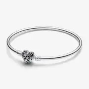 *BRAND NEW* Pandora Moments 925 Silver Celestial Heart Clasp Bangle 593400C01