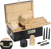 Bamboo Box Tray Set with Combination Lock, Decorative Box with Accessories,Tray and Glass Jars, Lockable Decorative Box Set with Exquisite Handles,Ideal for Home Storage and Great Gift(Black)