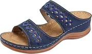 [Generic] Summer Orthopedic Sandals for Women Clip Toe Arch Support Comfortable Casual Flip Flops Beach Slip On T Strap Sandals with Massage Function (04 Dark Blue 4.5 UK)