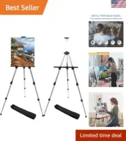 Durable Tripod Art Easel Adjustable Height 17-66 Inch with Secure Spring Clip