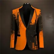 Men's Geometry Long Sleeve Turndown Business Abstract Work Wear to work Going out Buttons Print Multi Pocket