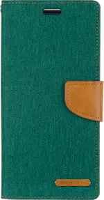 Goospery Canvas Diary For Galaxy S10 Plus in Black, Blue, Green, Grey, Navy, Pink, Red - Green
