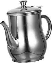 WATIIFUFU Stainless Steel Oil Pot with Filter Net Leak Container for Home Use Capacity Oil and Vinegar Dispenser Easy Pour Design Kitchen Supply