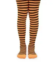 Jefferies Halloween Orange and Black Striped Tights 2-4Y 4-6Y