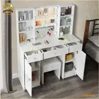 Large Dressing Table Stool Set With LED Lights Mirror Drawer Makeup Vanity Desk