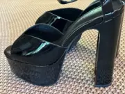 NIB Jeffrey Campbell Oriana Black Patent Platform high heel shoes, sandals 8