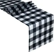 Senneny Buffalo Check Table Runner Cotton Black and White Plaid Classic Stylish