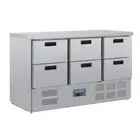 Polar G-Series Steel Six Drawer Counter Fridge, Fan Assisted Cooling - 132L