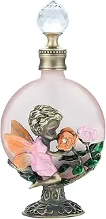 Yetaha Vintage Decorative Perfume Bottles, Fancy Crystal Refillable Empty Perfume Bottles Angel Flower Glass Essential Oil Bottle for Home Decor Travel Woman Gift, Pink