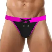 [FEOYA] Men's Sexy Swim Briefs Low Rise Bikini Swimsuit Contour Pouch Thong Beach Swimwear with Drawstring