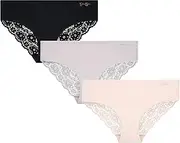[Jessica Simpson] Women's Underwear - Seamless Hipster Briefs (3 Pack), Size Small, Pearl Blush/Raindrops/Black