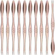 sourcing map 10 Pcs Stainless Steel Crab Forks 6.5 Inch Seafood Forks Crab Legs Cracker Utensils Seafood Picks Tools for Lobster, Crab, Crawfish, Prawns and Shrimp Seafood (Rose Gold)