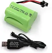 Gecoty® 6V NiMH Battery Pack,High Capacity 2400mAh Rechargeable AA Battery with USB Charge Cable,SM 2P Plug for for RC Stunt Car,Solar Outdoor Lighting,Q60 Q61 1/16 Military RC Truck SL01