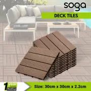 SOGA 11 pcs DIY Wooden Composite Decking Tiles Garden Outdoor Light Chocolate