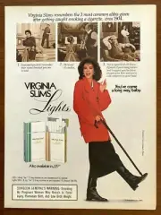 1985 Virginia Slims Cigarettes Vintage Print Ad/Poster 80s Retro Bar Art Décor