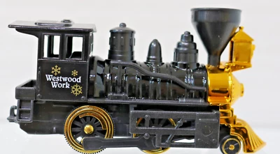 Steam Engine Strong Pull Back 6" Die Cast & Plastic StackBlack & Gold in Color