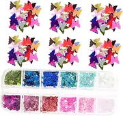 PLAFOPE 2 Pack Glitter Manicure Tools Nail Gems Charms Art Glitter Kits Rhinestones