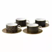 NEW Wedgwood Arris Accent Tea Cup & Saucer Set 8pce