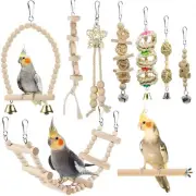 Bird Parrot Swing Toys Chewing Standing Hanging Perch Hammock Climbing Ladder