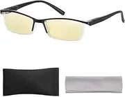 Blue Light Blocking Glasses | Max Protection Gaming & Computer Glasses | Reduce Eye Strain & Improve Sleep | UV400 Glare Protection for Men/Women, Black, M
