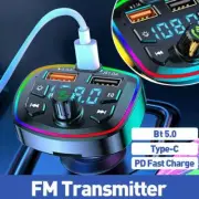 Bluetooth V5.0 Car Wireless FM Transmitter Adapter PD Charger HandsFree AUX N6T9