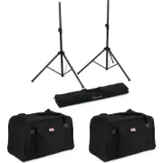 Gator Frameworks PA Speaker Stand + Speaker Bag Pack - with 12 Inch Speaker Bags