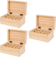 [STOBOK] 3pcs Box Essential Oil Bottle Storage Box Essential Oil Bottles Storage Caddy Storage Boxes Essential Oils Storage Holder Essential Oil Case Essential Oil Container Beige Wood