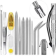 (Silver) - Ferraycle Stainless Steel FID Set Paracord FID Marlinspike Set Paracord Stitching Lacing Stitching Needles and Smoothing Tool Knotter Tools for Leather or Paracord Work (Silver)