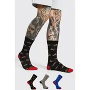 Mens Multi 3Pk MAN Junk Food Socks