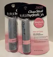 Lot of 2 Chapstick Total Hydration Pink Nude Tinted Lip Care - Fast