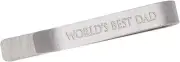 kilofly Men's Hidden Message "WORLD'S BEST DAD" Luxury Tie Bar 2 Inch Silver