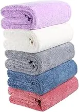 UTHCLO Microfiber Bath Towels Solid Color 5pc Spa Wraps Towel Set for Bathroom Use